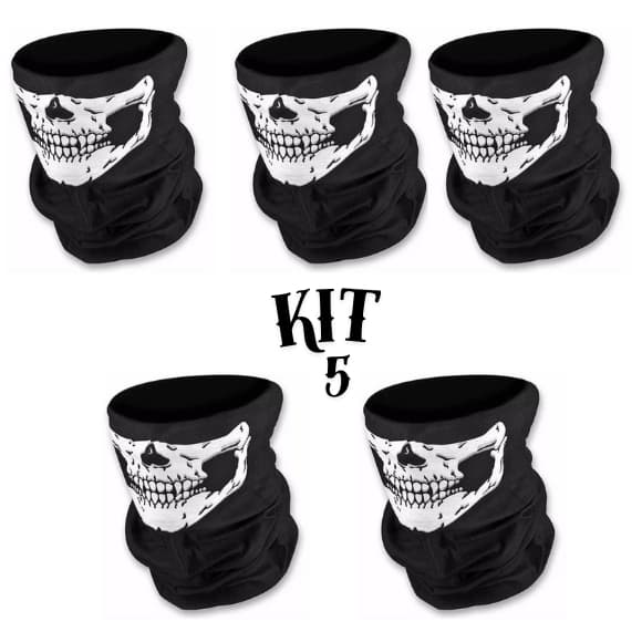 5 Unid. Balaclava Caveira Justiceiro: Gorro, Bandana, Touca Ninja. Ideal para Moto, Bike e etc.