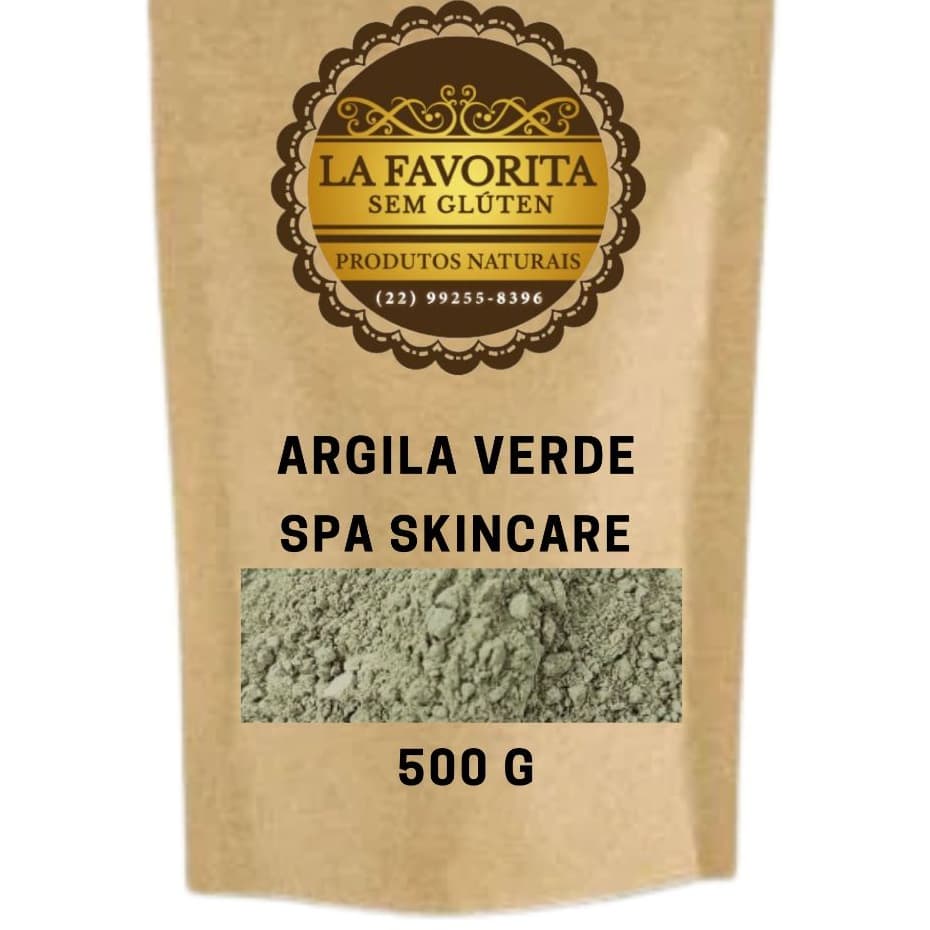 Argila Verde em Pó para máscara facial e couro cabeludo e corpo - 100 G - 200 G - 500 G - La Favorita Sem Glúten