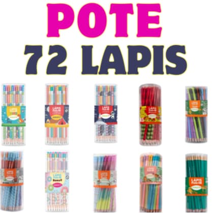 Pote Lápis Preto Com Borracha - Lápis Preto HB  Estampado C/ 72 Unidades / Borracha Na Ponta