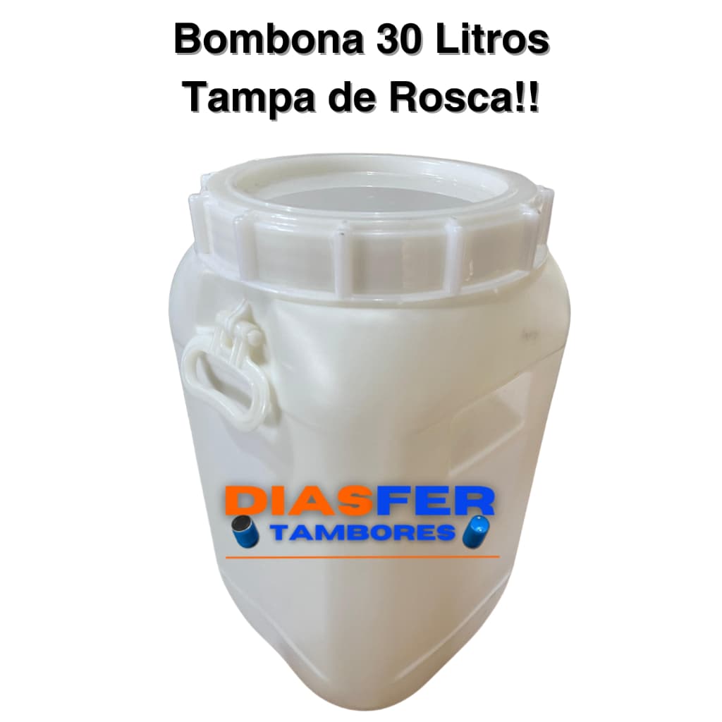 Bombona 30 Litros Tampa de Rosca Alças para Transporte Material Reforçado Muito Resistente Reuso Higienizada