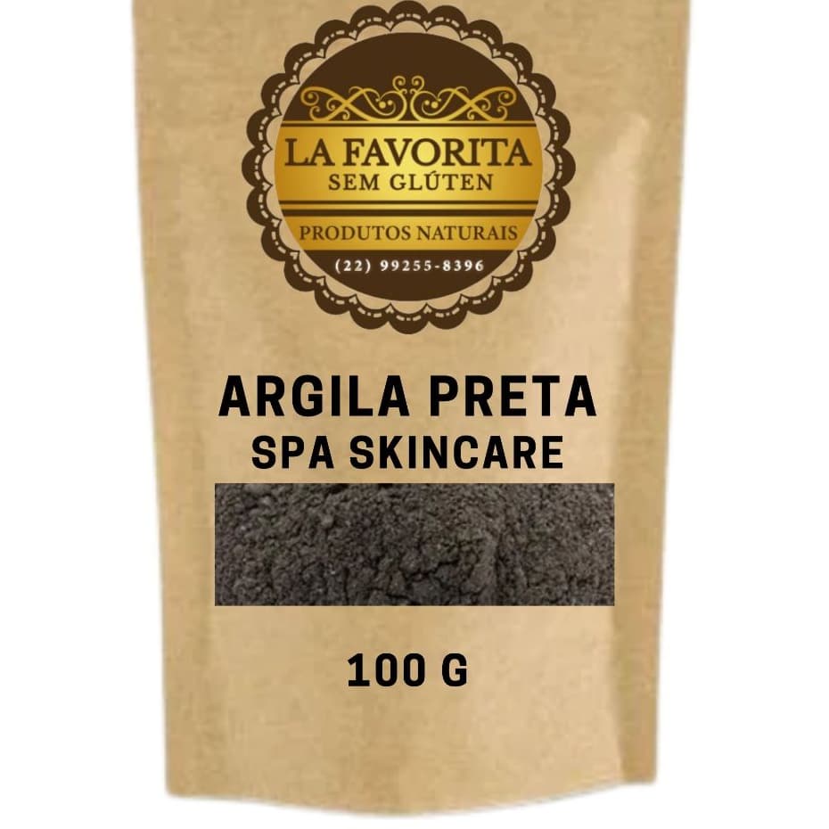 Argila Preta em Pó para máscara facial e couro cabeludo e corpo - 100 G - 200 G - 500 G - La Favorita Sem Glúten