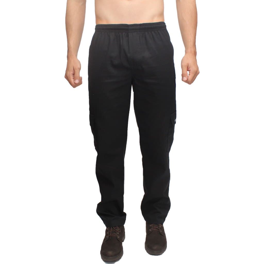 Calça Masculina Brim Sarja Cargo Elástico Cordão 5 Bolsos Uniforme Trabalho Mecânico Serviço Pesado