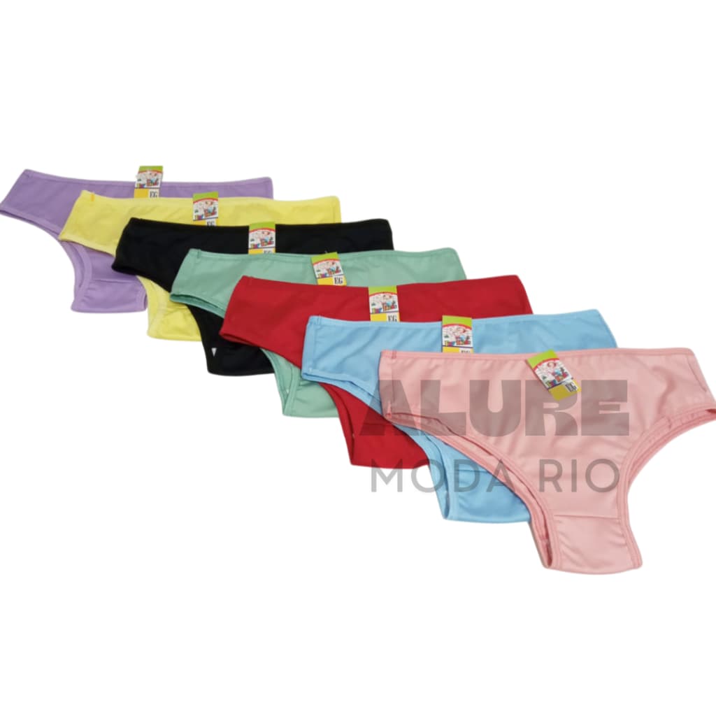 Kit 5 Calcinhas Infantil Micro Lisa 1 a 12 anos Calçola Calçolinha Feminina