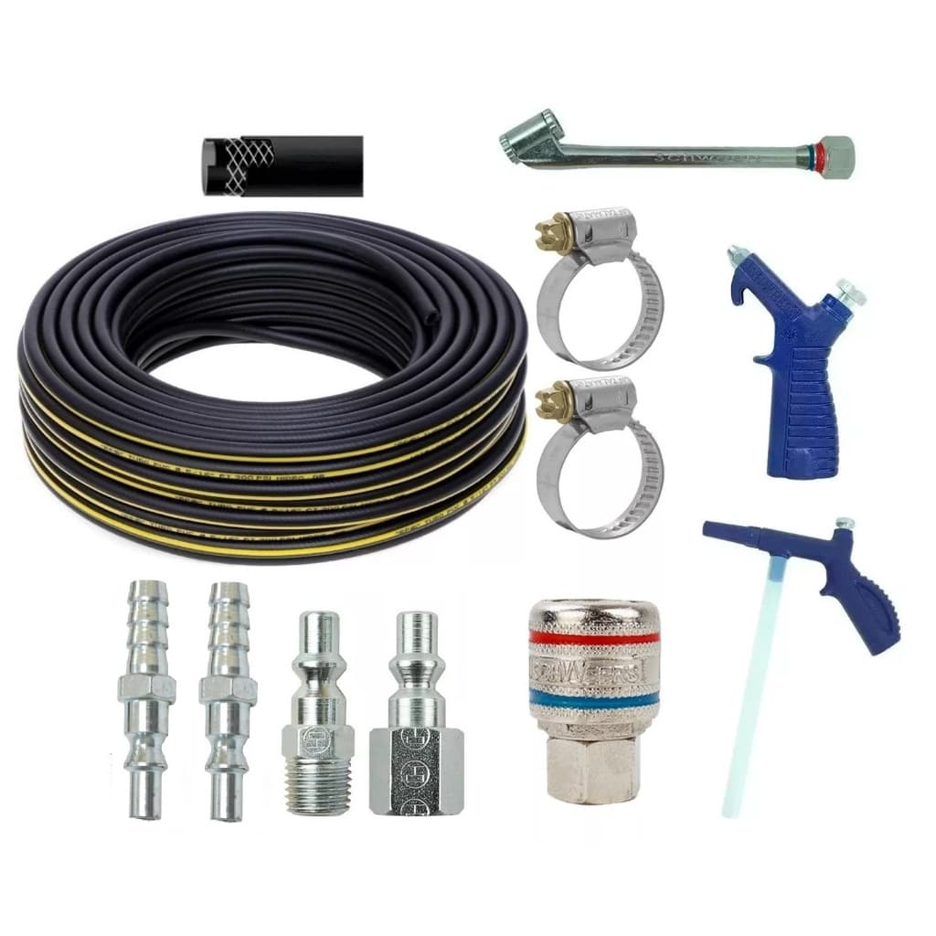 Kit Mangueira Compressor De Ar 5/16 Com Bico Encher Pneu