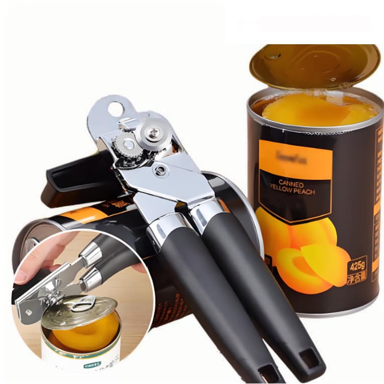 Abridor Lata Garrafa Manivela Profissional Inox Sem Rebarba Tipo Modelo Americano Aço Inoxidável