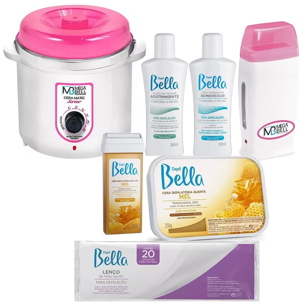 Kit Para Depilação Com Cera Quente Rolon E Termocera 400g s/refil aluminio