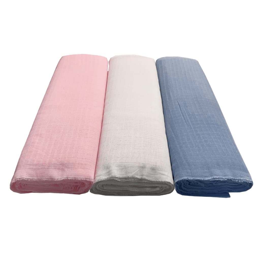 Rolo de Tecido 10 metros Fralda Quadriculada Dupla - 160g/m2 100% Algodão Bebê e Artesanato