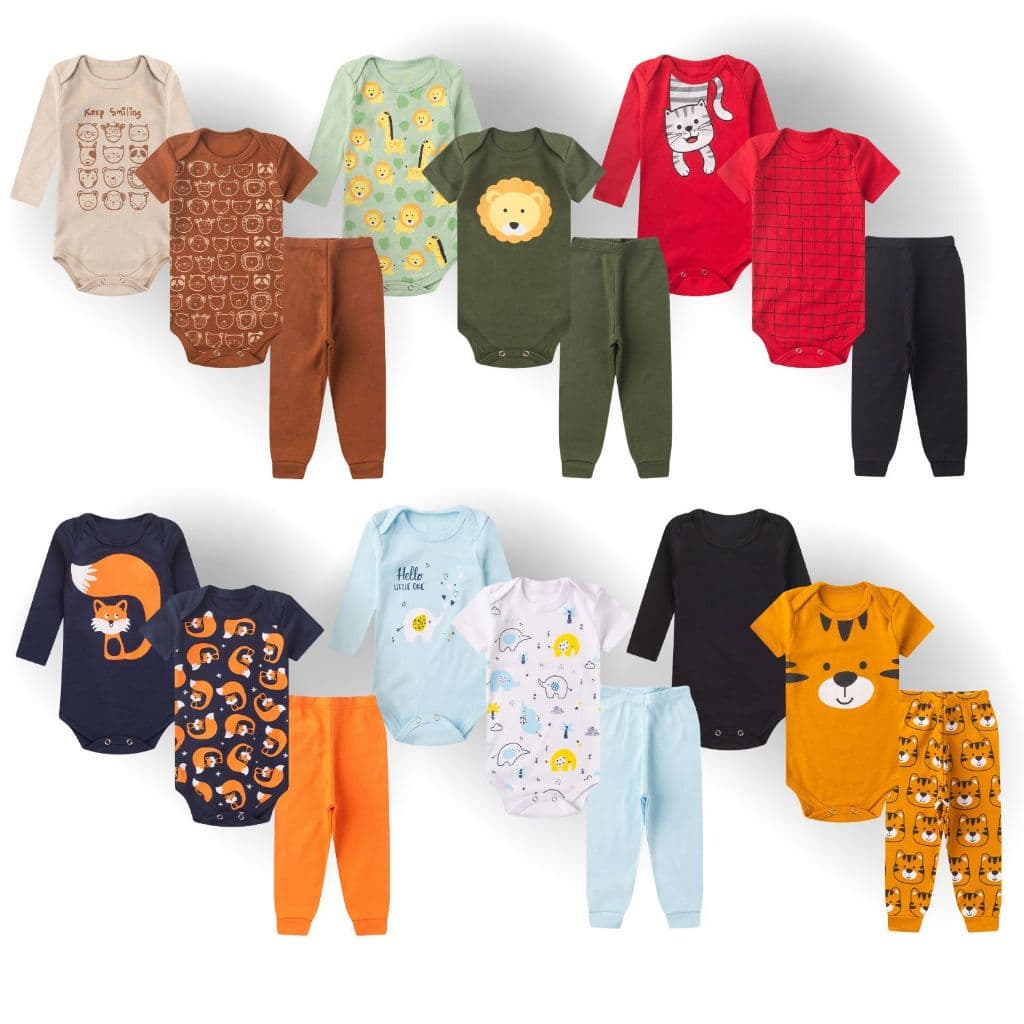 Kit 18 peças Trijuntos Bebê Menino infantil verão inverno