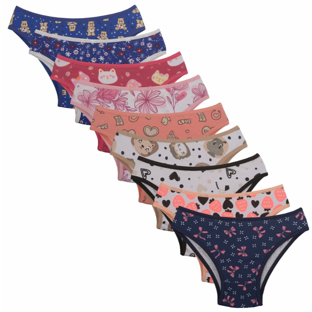 Kit com  Calcinhas Menina Infantil de Algodão Confortável