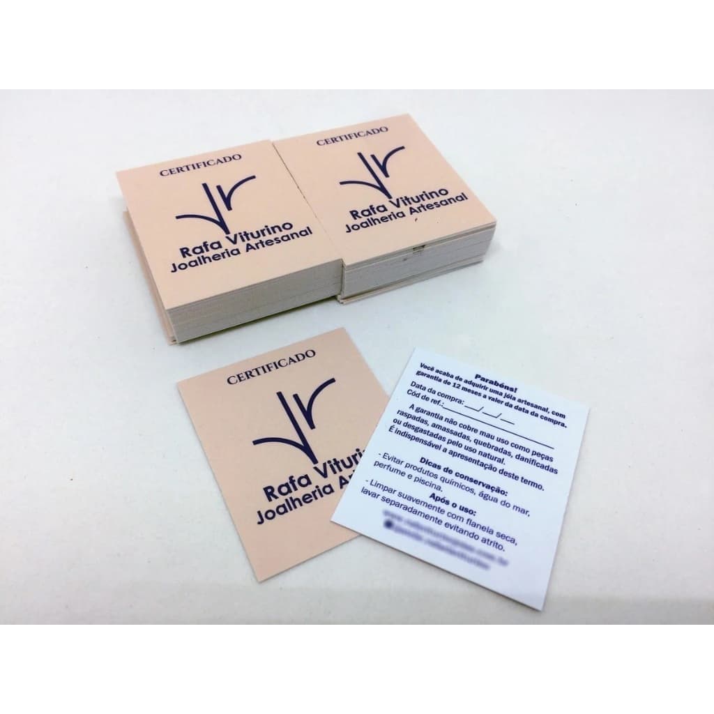 certificado de garantia semijoias - personalizado - Mini cartão