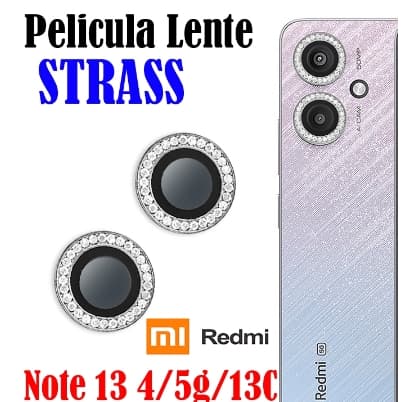 KIT 2 Pcs Lente De Câmera Diamante Brilho P/Redmi NOTE 13/NOTE13PRO/NOTE13PROPLUS/NOTE124G/X5PRO/X6 PRO