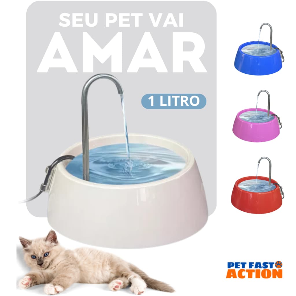 Fonte De Agua Para Gatos 1 Litro Bebedouro Para Gato Automático