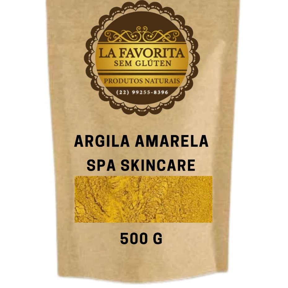 Argila Amarela em pó para máscara facial e couro cabeludo e corpo - 100 G - 200 G - 500 G - La Favorita Sem Glúten