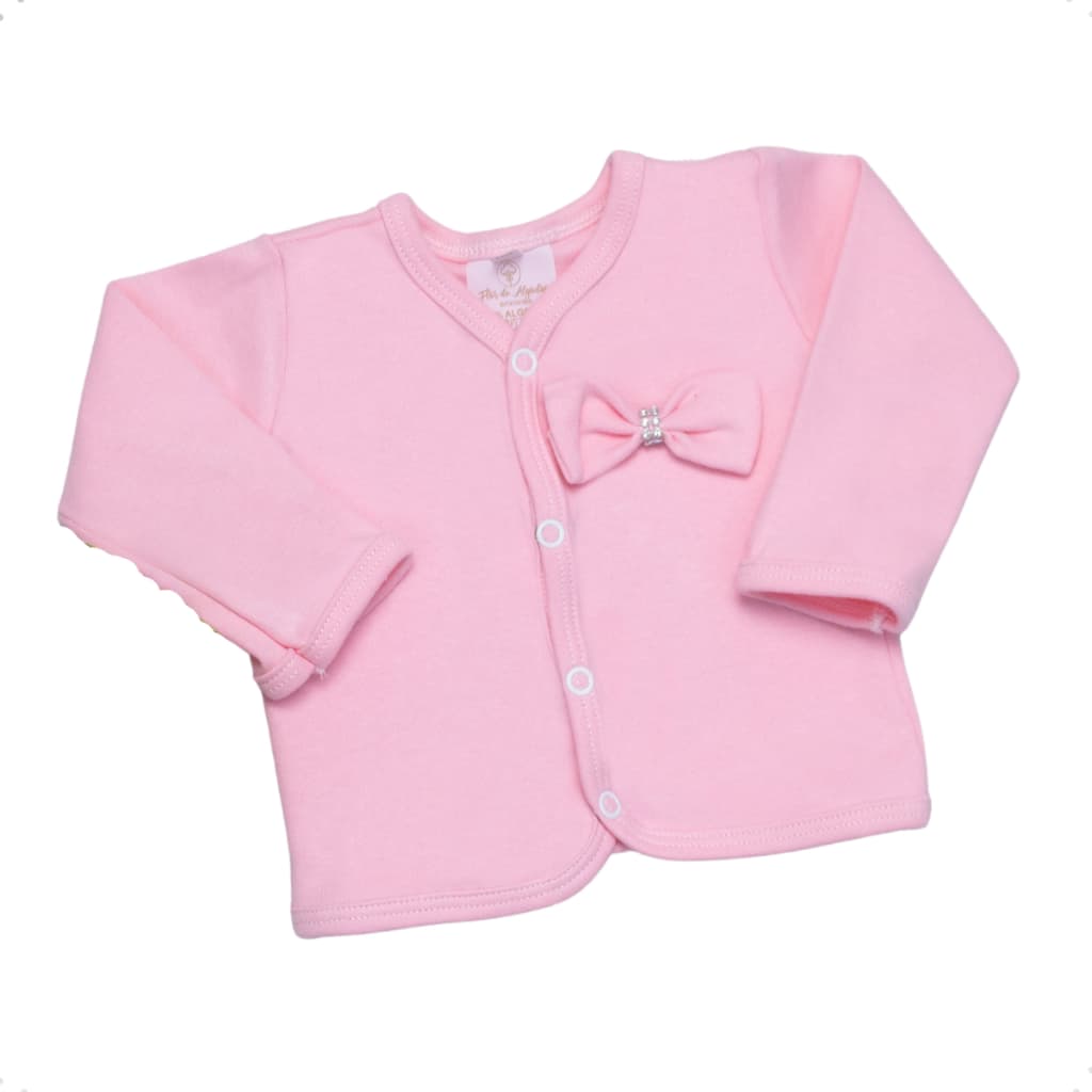 Casaquinho de Bebe Menina 100% Algodão Detalhe em Lacinho P ao GG Roupas de Bebê Casaco Feminino