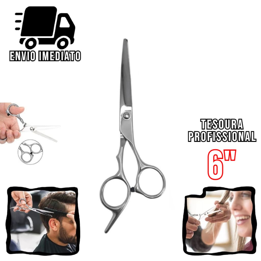 Tesoura Cabeleireiro Profissional 6" Aço Inoxidável Barbearia e Salão