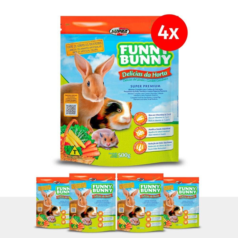 Kit 4 Rações Funny Bunny Delícias da Horta 500g Supra