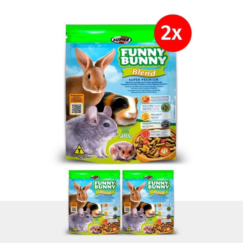 Kit 2 Funny Bunny Blend 500g Ração para Coelhos e Roedores Supra