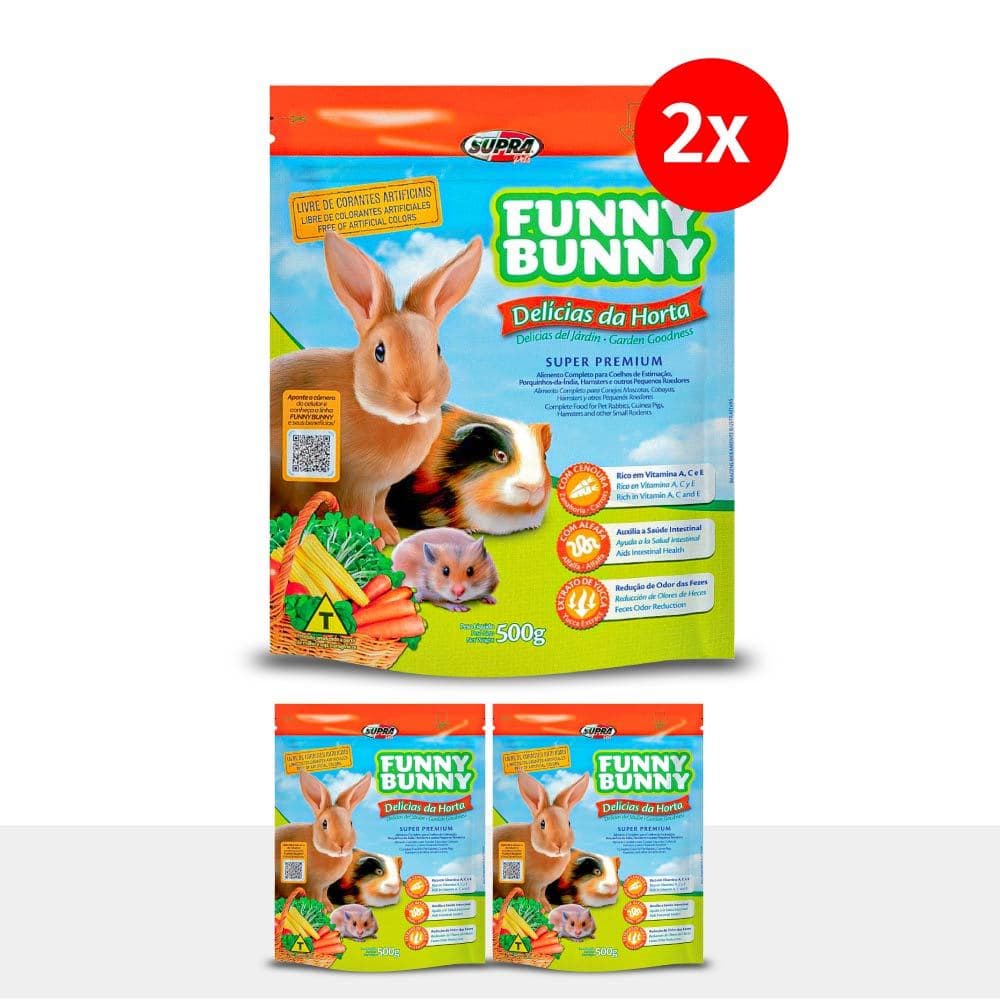 Kit 2 Rações Funny Bunny Delícias da Horta 500g Supra
