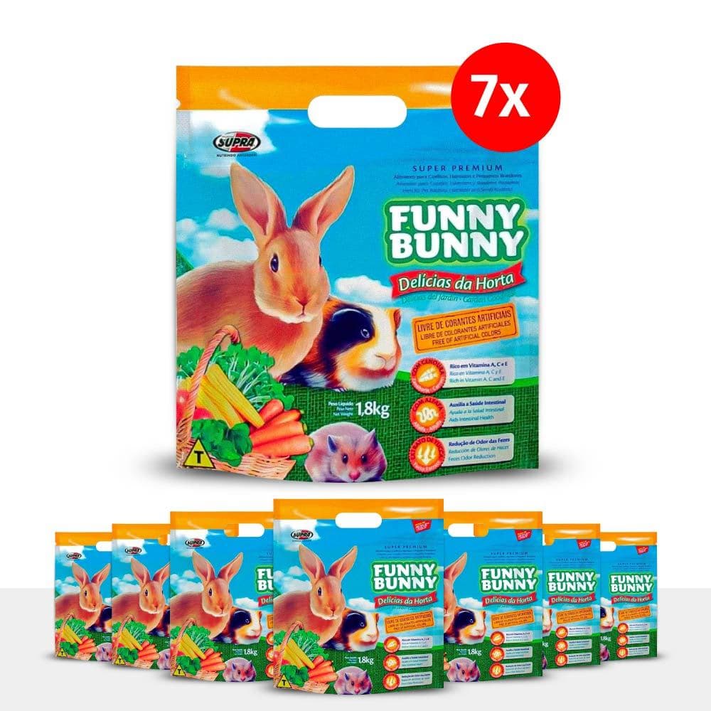 Kit 7 Funny Bunny Delícias da Horta 1,8kg Ração para Coelhos e Roedores Supra