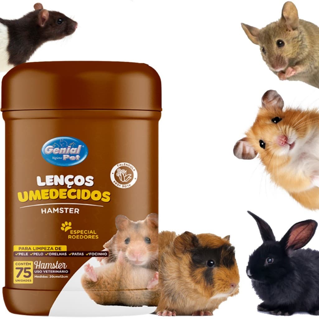 Lenço Umedecido para Coelhos, Porquinho da Índia e Hamste Genial - 75 Unidades - Envio Imediato