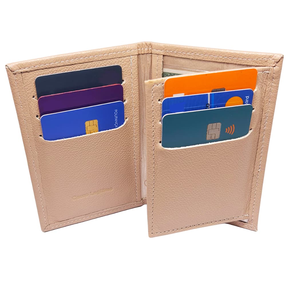 Carteira Feminina Porta Cartão Documento Couro Legitimo