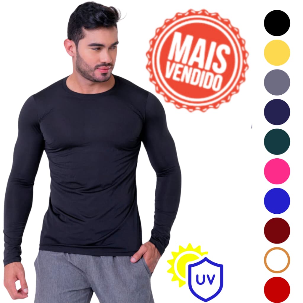 Camisa Térmica Uv 50+ Segunda Pele Camiseta Blusa Malha Fria Academia Esportes