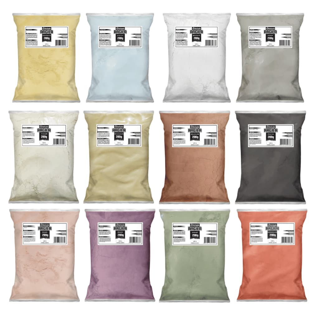 Kit 12 Argilas 200g Daessencia (Combo Skin Care) Para Todos os Tipos de Pele