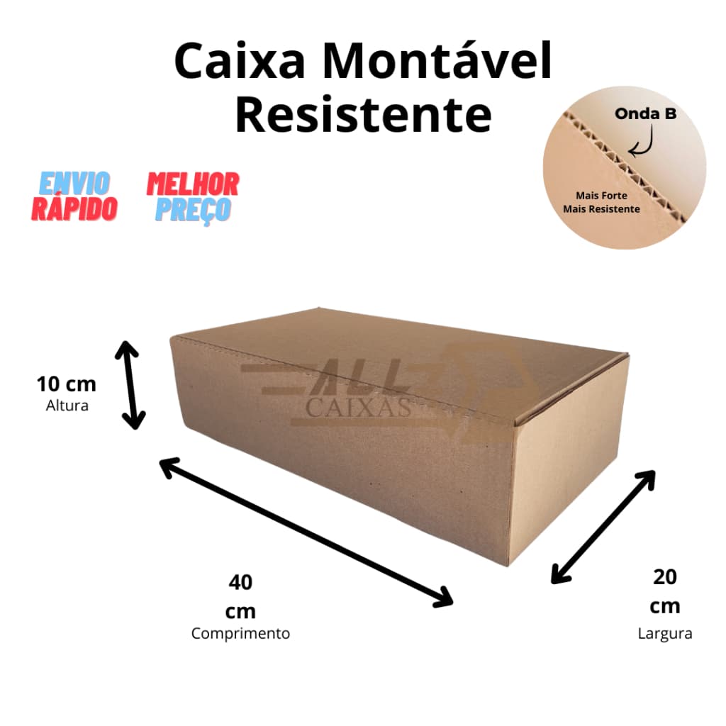 10 Caixas De Papelão 40x20x10 para Envios Correios e Ecommerce