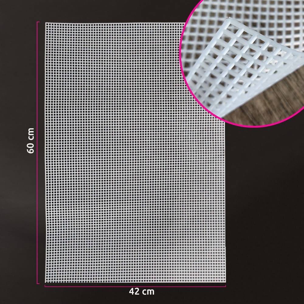 Malha chenille para bolsa  42x60cm retangular (Tela plástica) com furo de 4mm