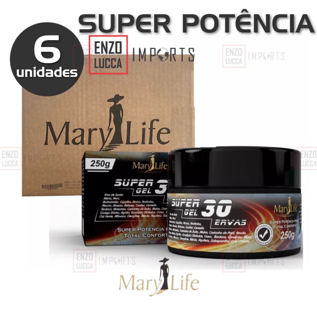 KIT 6 UNID DE SUPER GEL 30 ERVAS MARY LIFE 250G