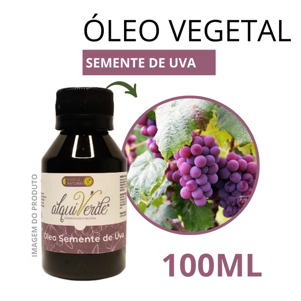 Óleo Vegetal De Semente De Uva - 100% Puro | Alto Poder De Hidratação Para Corpo e Rosto 100mL.