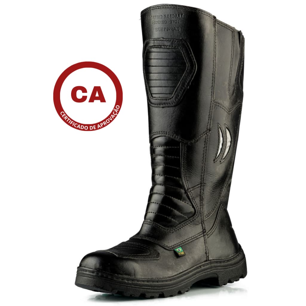 Bota Coturno Motociclista/Bombeiro,  Couro, Com CA, Palmilha Conforto, Durabilidade, Militar