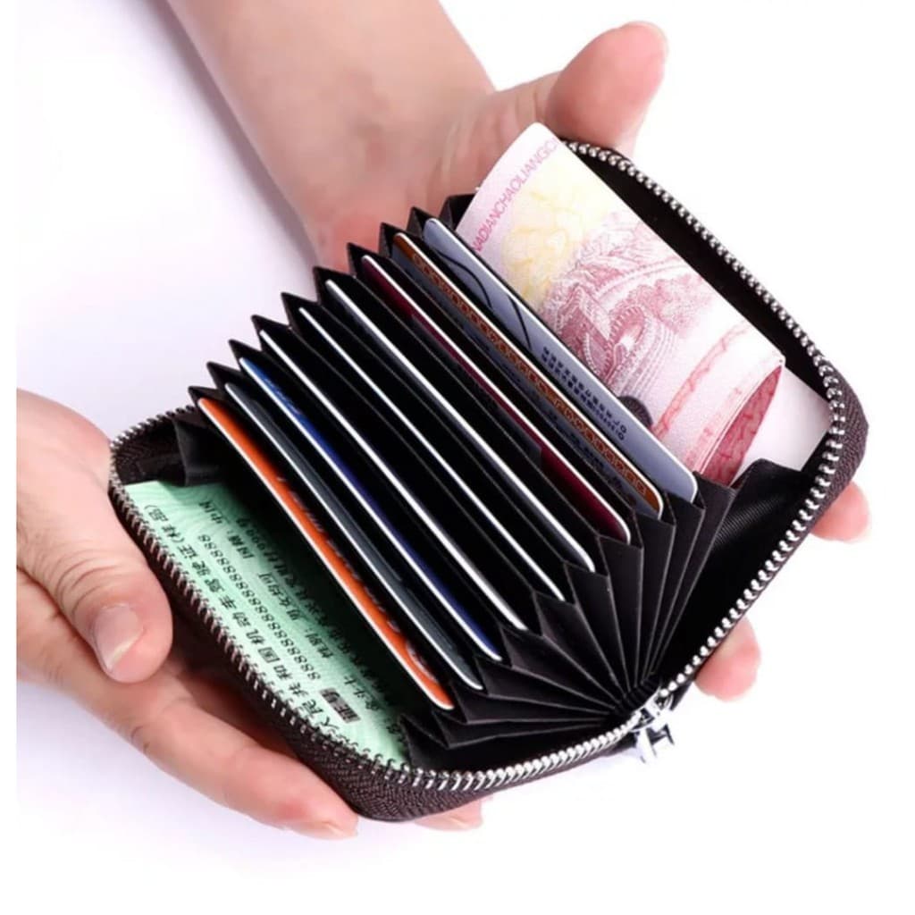Porta-Cartões De Couro PU Homens/Mulheres Moda Crédito Unisexo Com Zíper 7669