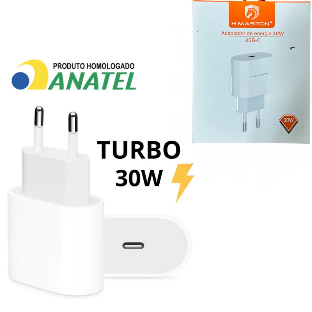 Fonte Carregador PD USB C 25W 30W 35W Turbo Anatel Rápido Original Tomada Android Iphone