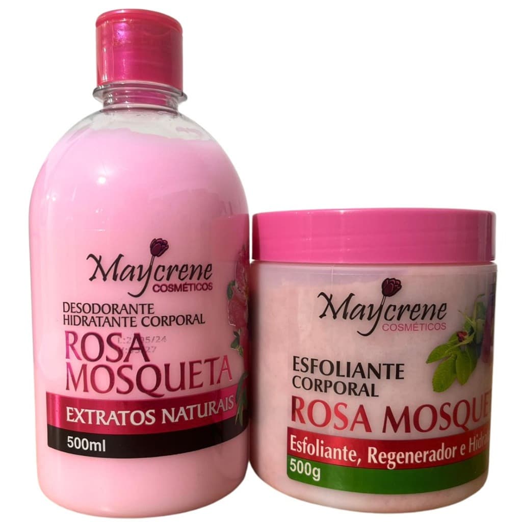 Kit Desodorante Corporal + Esfoliante Corporal Rosa Mosqueta Regenerador Hidratante Maycrene