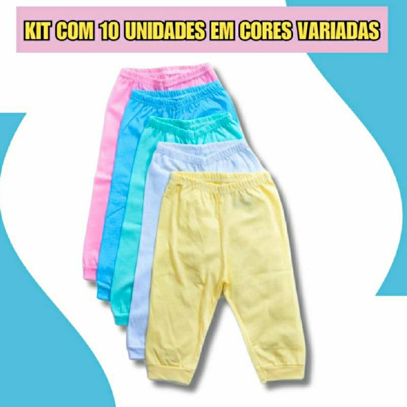 Kit 10 unidades mijão calça sem pé cores lisas 100% algodão