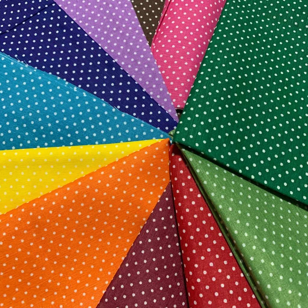 Tecido Estampado Percal Poa Cores 50cm x 2,20 de Largura