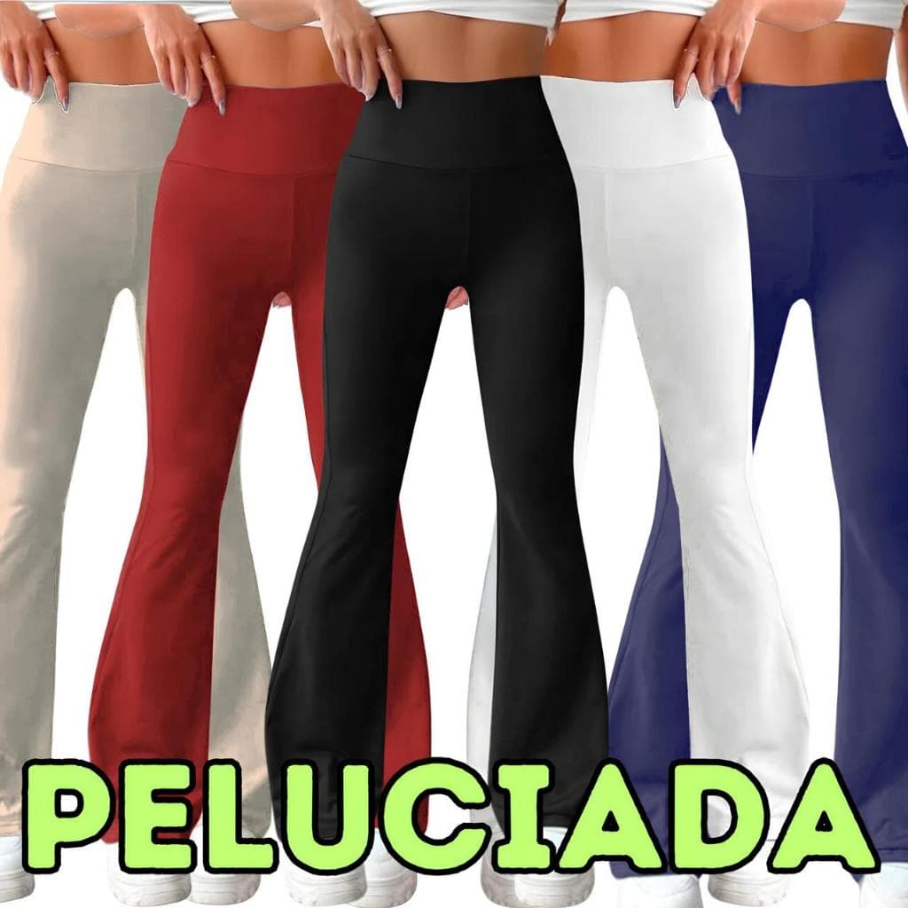 Flare Calça Flanelada Peluciada Suplex Boca de Sino Bailarina Zero Transparência