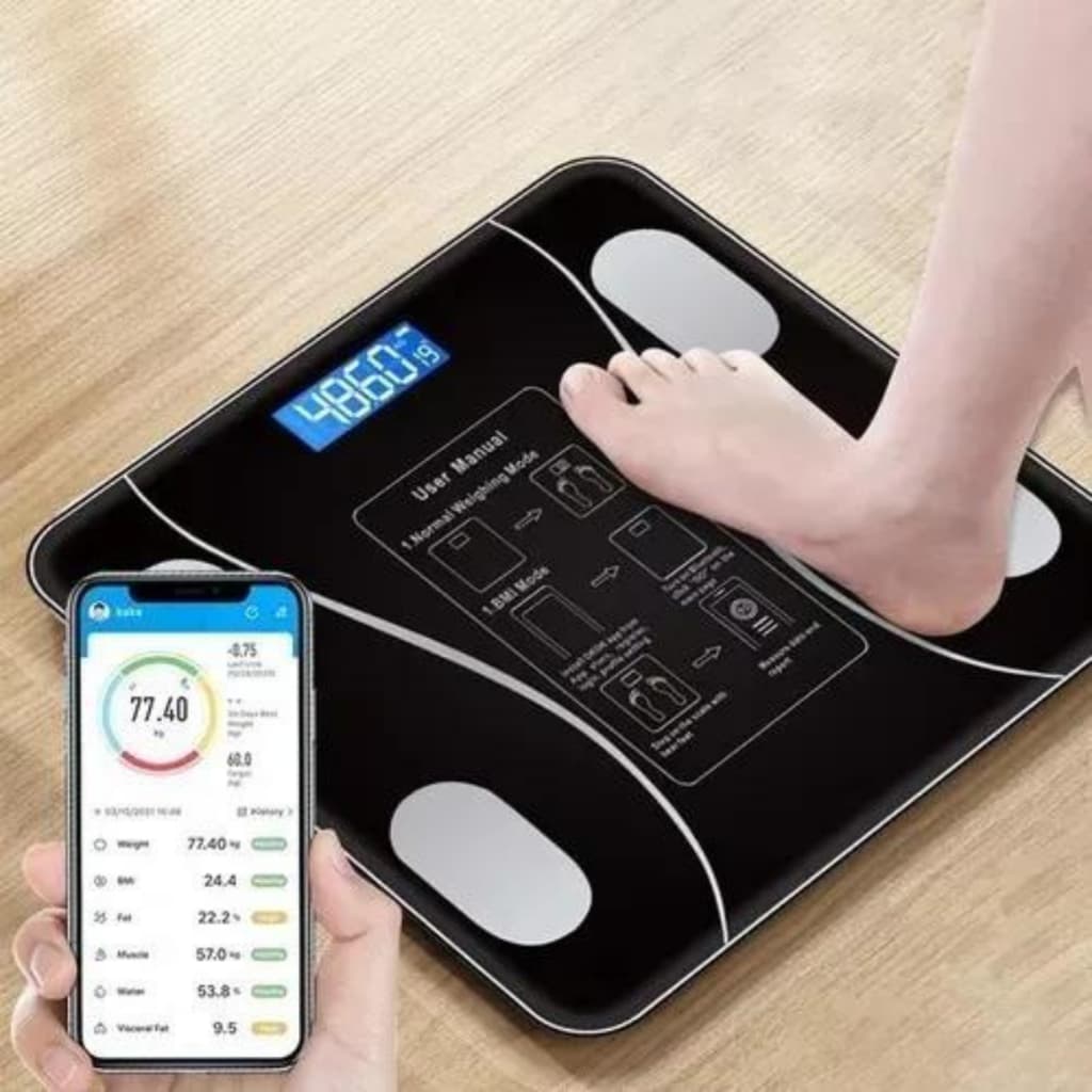 Balança Digital Bioimpedância Profissional 180KG Com App Bluetooth Medição IMC Massa Coporal