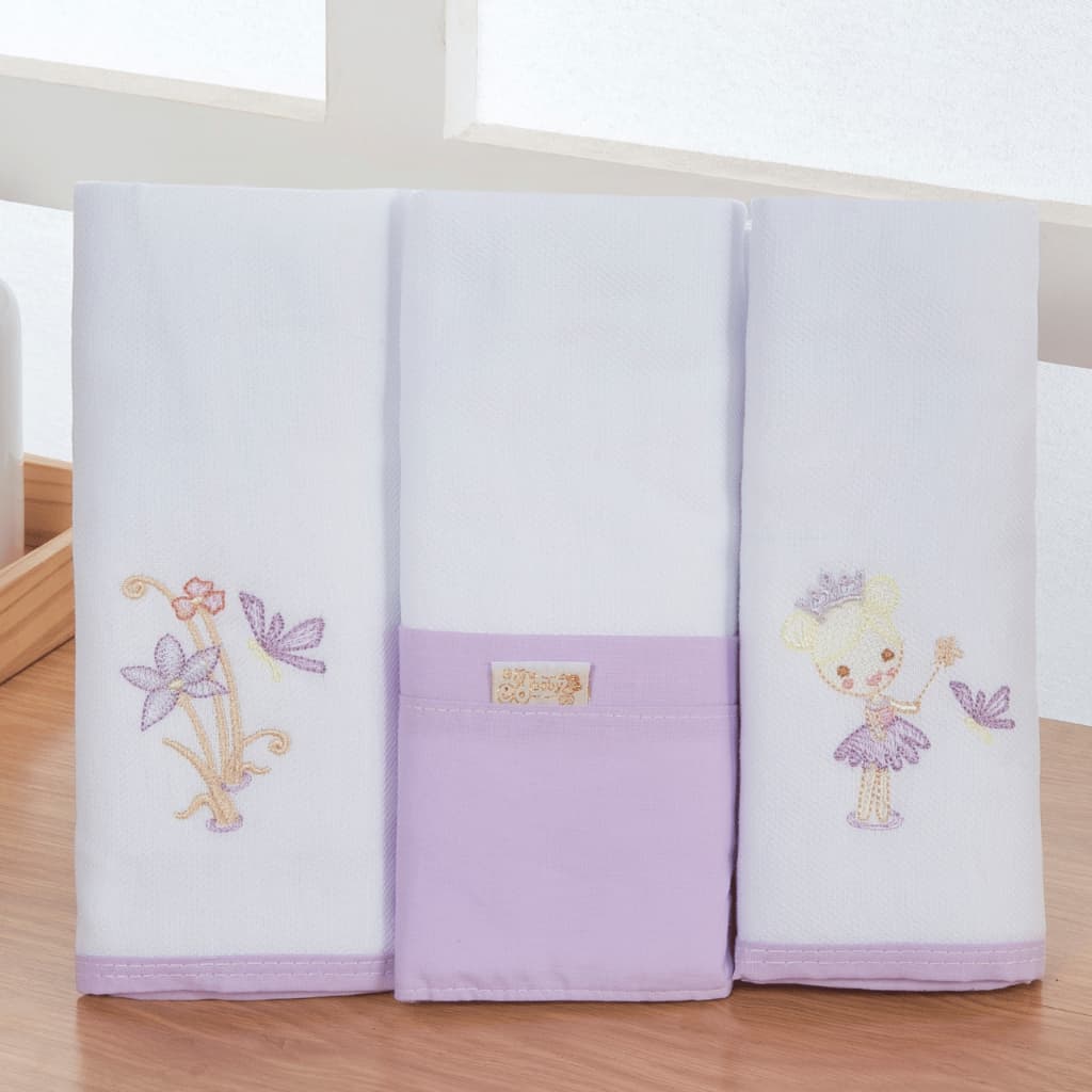 Flanela 3 Peças Cueiro 100% Algodao Grande Menino Menina Bordado Estampado