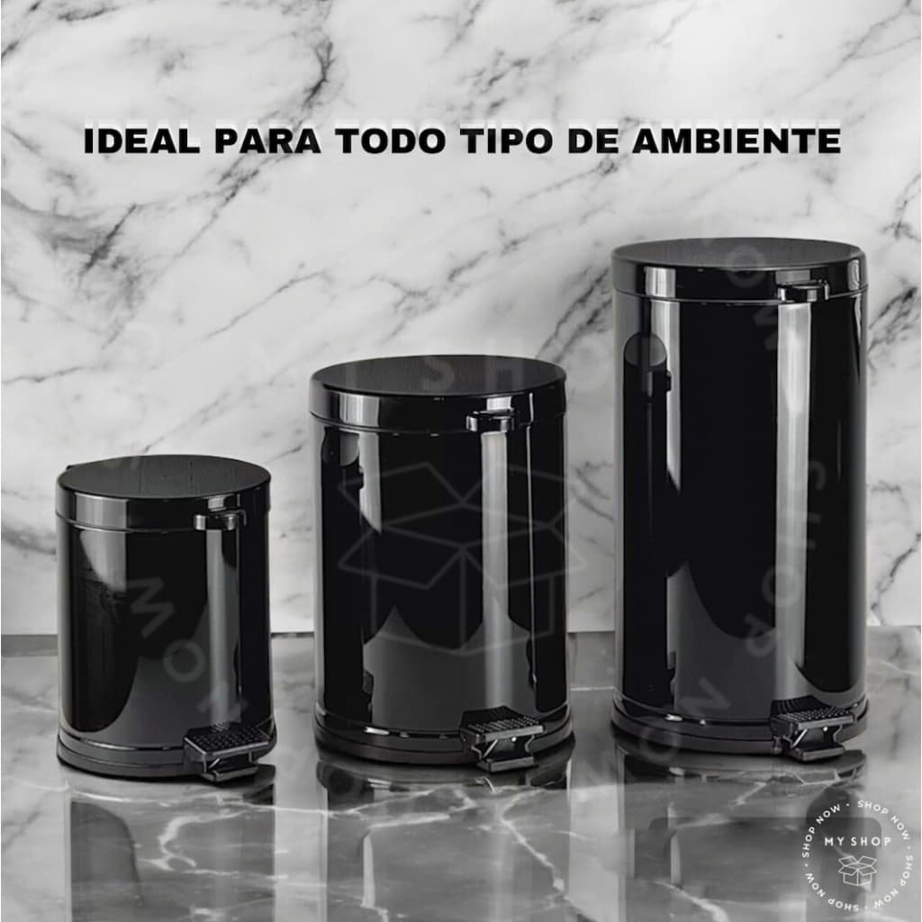 Lixeira Cozinha Banheiro Preta 10,5 Litros Escritório Com Tampa Pedal e Cesto Interno Removível