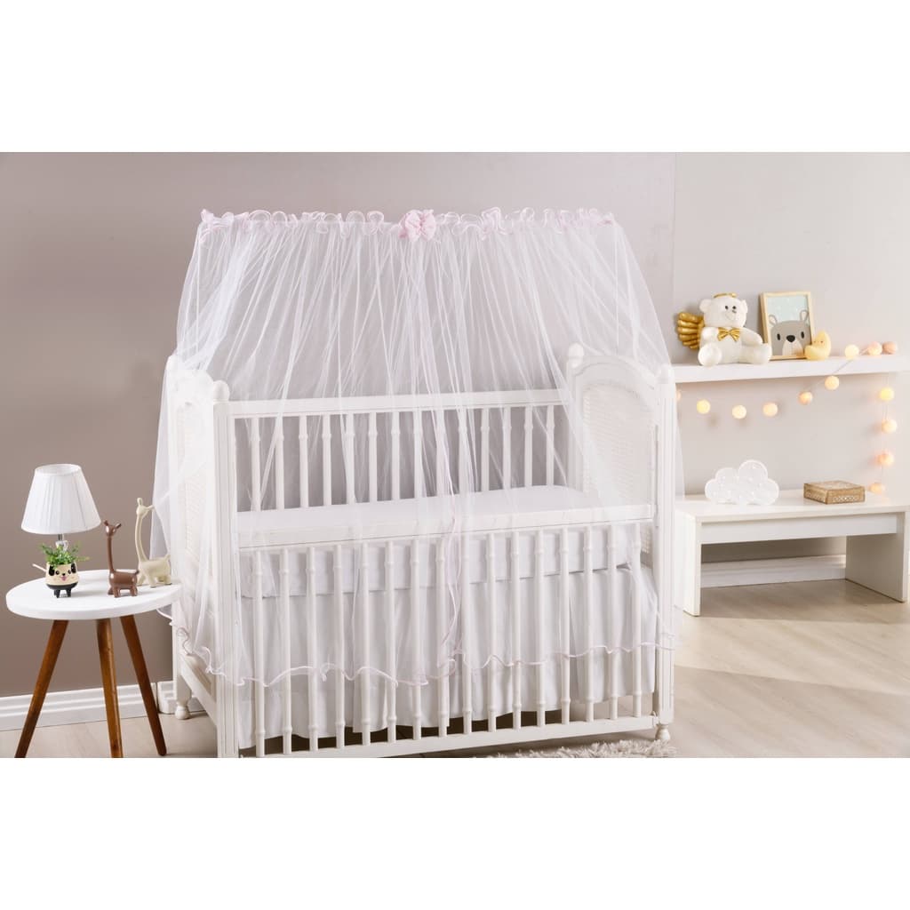 Mosquiteiro para Berço Americano 1.50m x 1.30m em Tule Branco Laço Decorativo