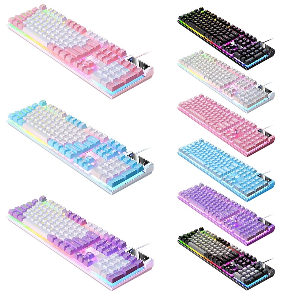 Teclado semimecânico para jogos , Luminoso De Correspondência De Cores , De Computador Com Fio , Luz De Fundo