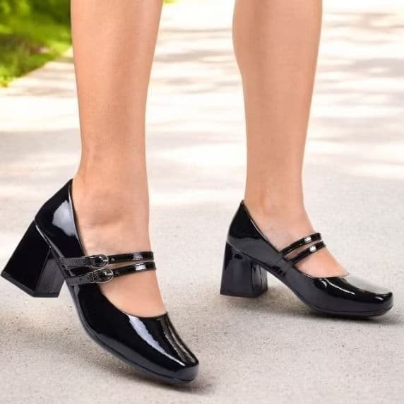 Sapato Feminino Scarpin Salto Bloco 7cm Sapatilha Mary Jane Boneca Retro Extra Macio KALLYS SP286