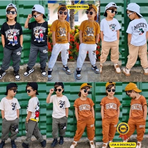 roupa infantil menino conjunto masculino calça camisa malha e moletinho