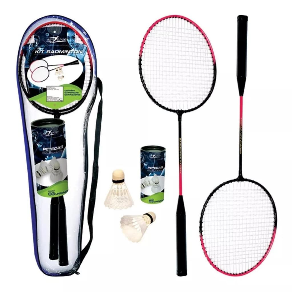 RAQUETE BADMINTON 2 RAQUETES 3 PETECAS + BOLSA  COMPLETO OFICIAL ART SPORT