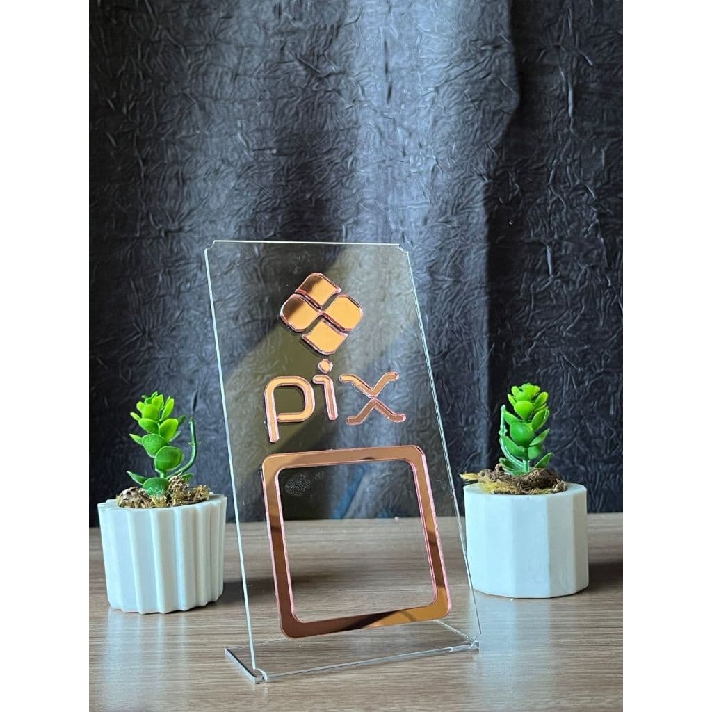 Placa PIX - Google - Instagram - Whatsapp Acrílica QR Code Display de Mesa