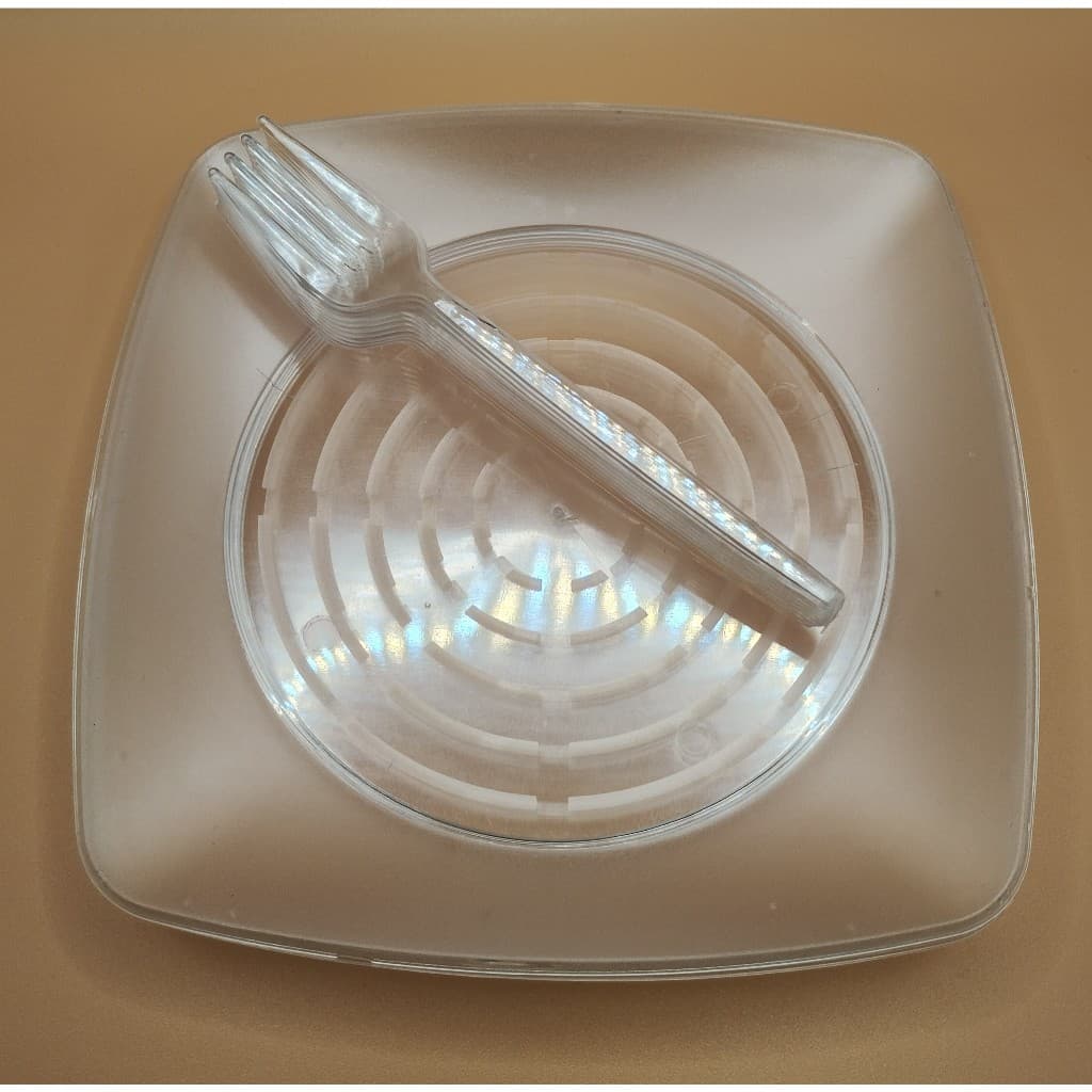 50 Pratos + 50 Mini Garfos - (SOBREMESA) Transparente