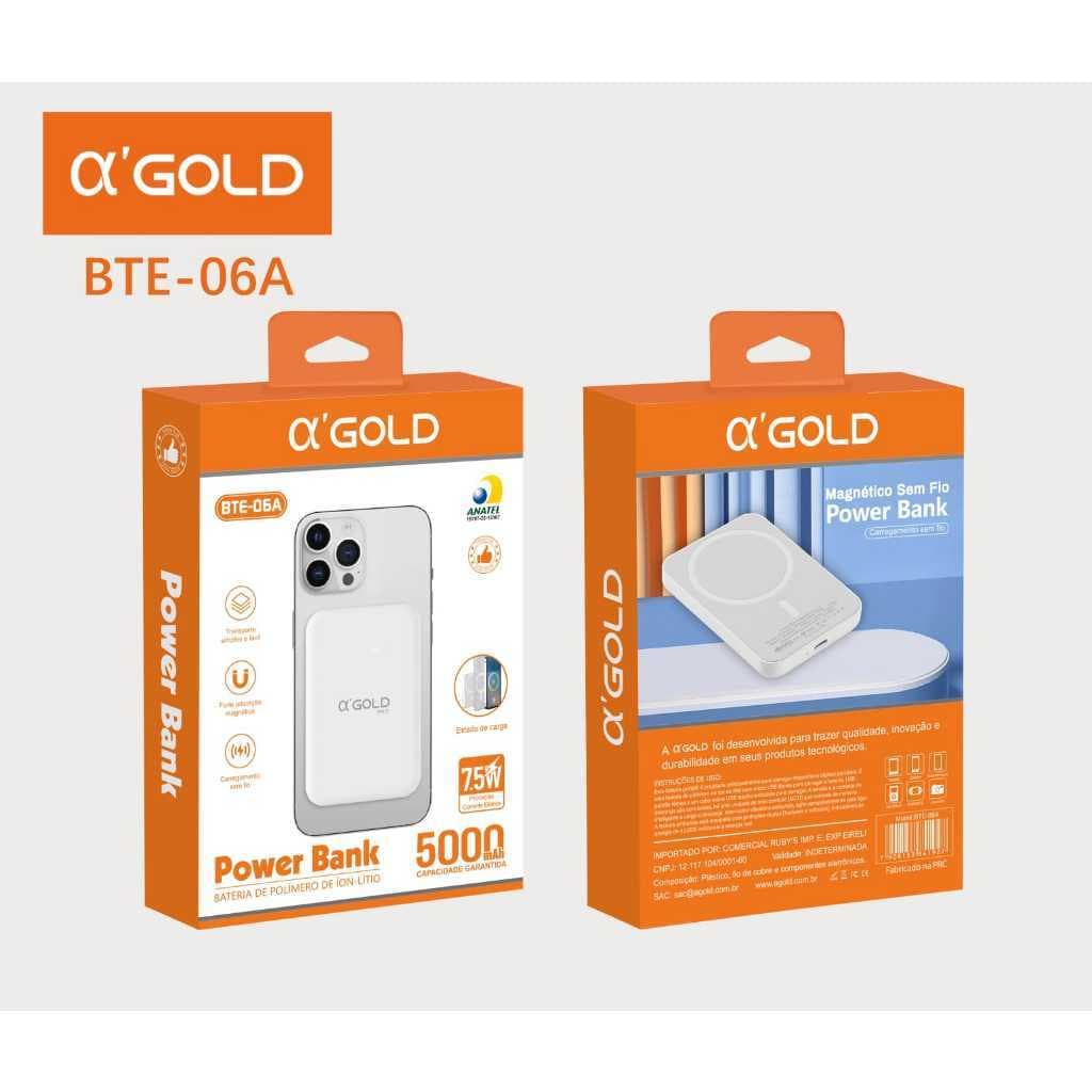 Power bank Carregador Portátil Por Indução Magsafe para Celular 5000mAh