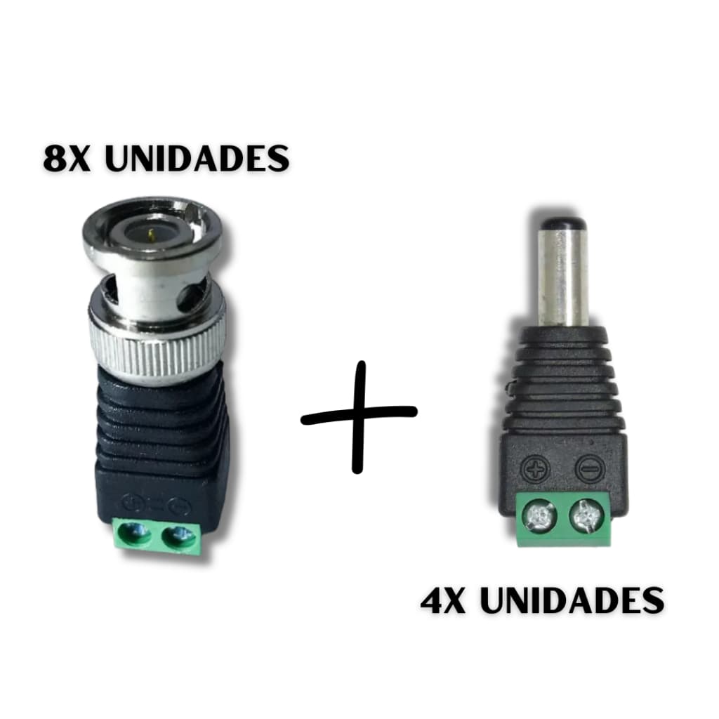 KIT 8 Conectores BNC Borne + 4 Conectores P4 (Ou 8x Conectores BNC Mola)